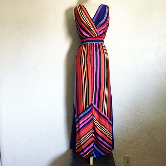 colorful striped maxi dress